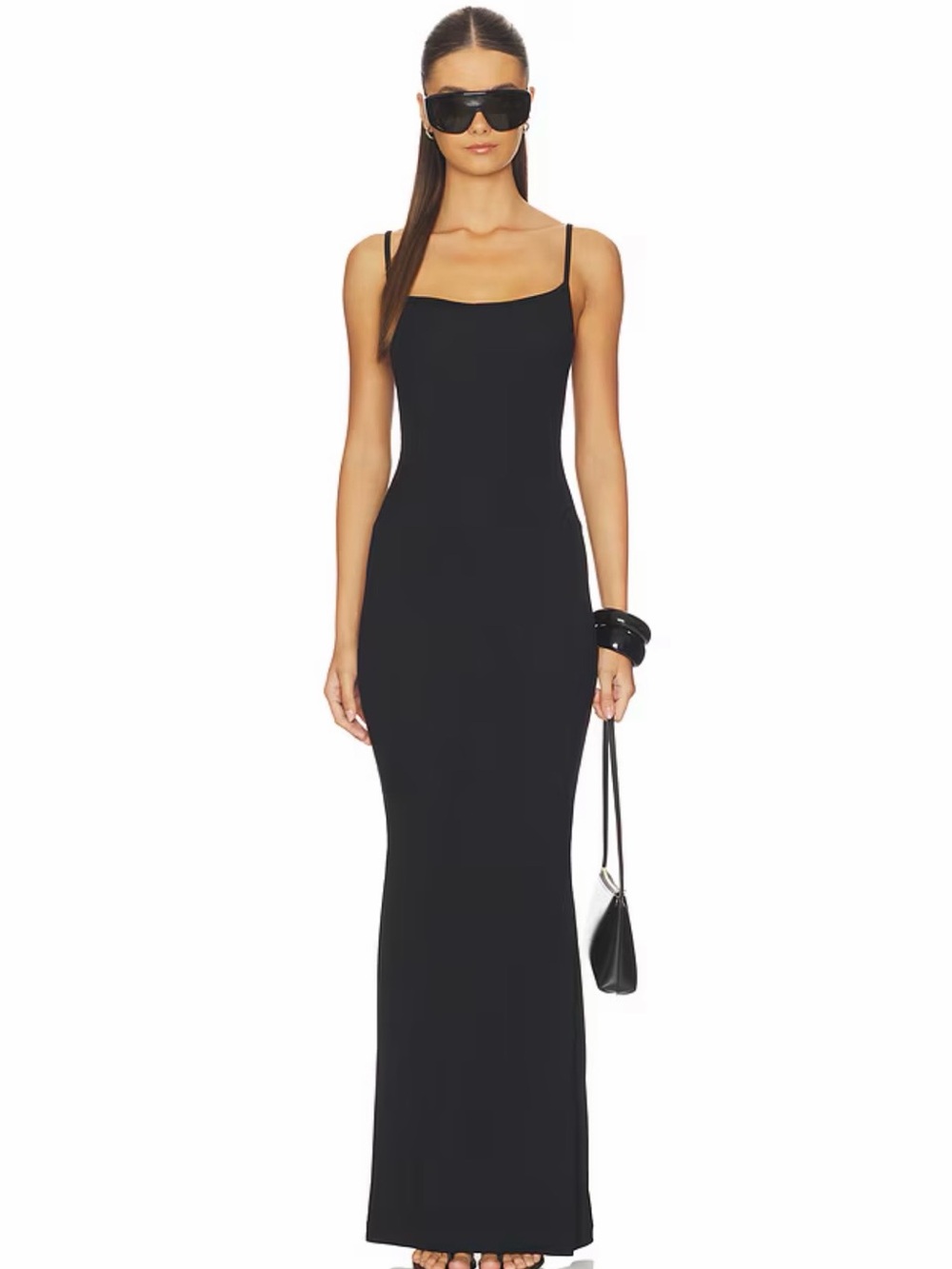 Spaghetti Strap Black Maxi Slip Dress
